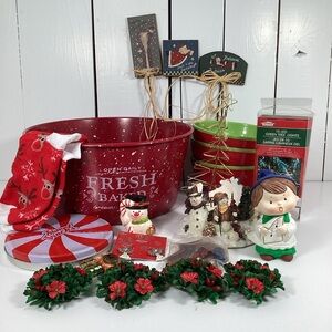 Christmas Junk Drawer Lot Bowls, Candle Holders, Decor, Music, Earrings, Socks